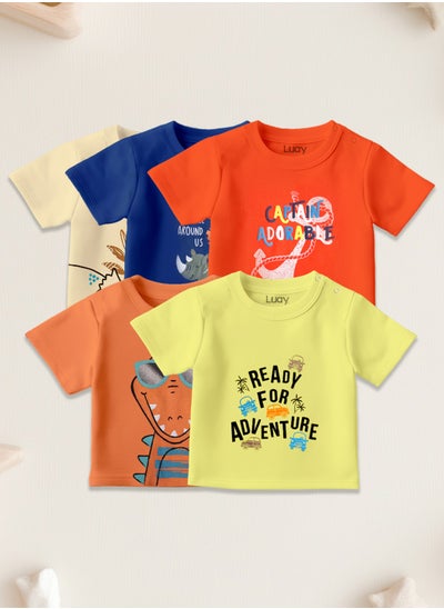 Buy LUAY 100% Organic Cotton  T-Shirts for Boys & Girls Festive Short Sleeve Styles in Vibrant Colors and Patterns for Kids and Toddlers_Regular Fit in UAE