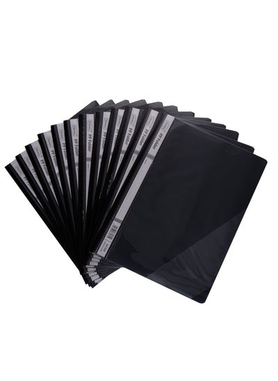 Buy 12-Piece Clear File Folder A4 Black in Saudi Arabia