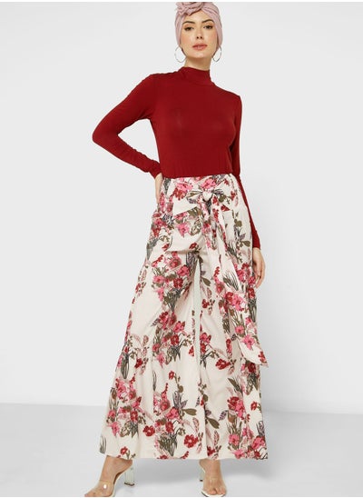 Buy Floral Print Wide Leg Pants in Saudi Arabia