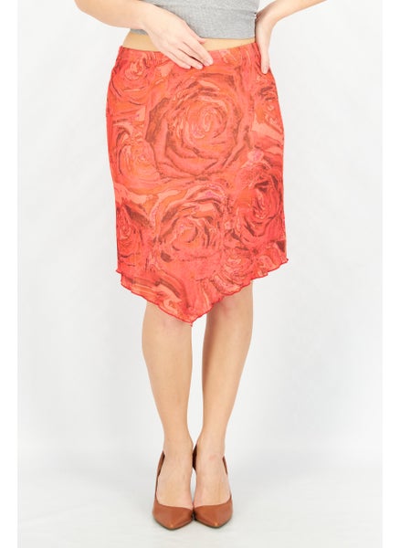 Buy Women Printed Midi Skirt, Rose in UAE