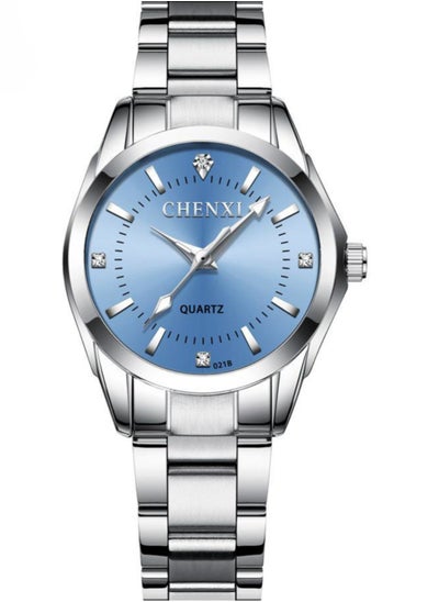 Buy Lady's Classic Wrist Watch Silver Light Blue in UAE