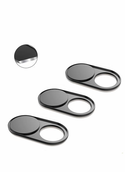 اشتري 3Pcs Webcam Cover Slide 0.022in Ultra Thin Metal Magnet Web Camera Cover for MacBook Pro Laptops Smartphone Mac PC Tablets for Echo Spot Show Protecting Your Privacy Security Black في الامارات