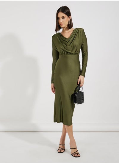 Buy Cowl Neck Bodycon Midi Dress in Saudi Arabia