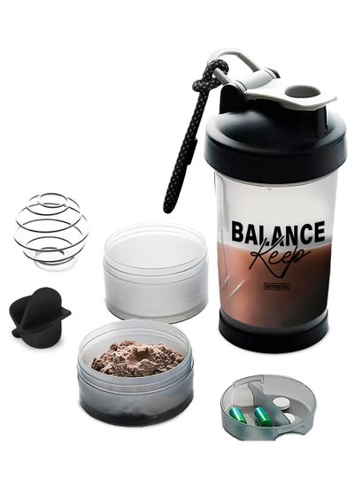 اشتري BERNESSI 500ml/17oz Protein Shaker Bottle with Leak-Proof for Protein Mixes & Shakes with Stainless Steel Ball, Protein Bottle Blender Cocktail Shaker Cup for Gym Fitness Home Pre Workout Male Female في الامارات