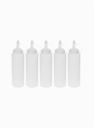 Buy Ketchup Squeeze Bottles, 230ml Plastic Condiment Squeeze Squirt Bottles with Cap, for Ketchup, BBQ, Sauces, Syrup, Condiments, Dressings, Paint - BPA Free 5pcs in UAE