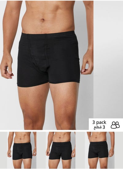 Buy 3 Pack Tab On Waist Boxers With Antibacterial Finish in UAE