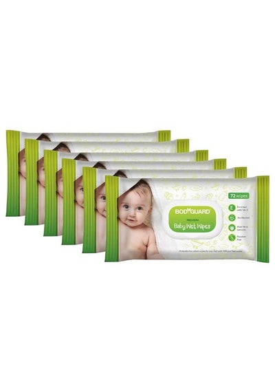 اشتري Aloe Vera Based Natural Baby Wet Wipes With Lid For Babies Combo Pack Combo Of 6 X 72 Pieces في الامارات