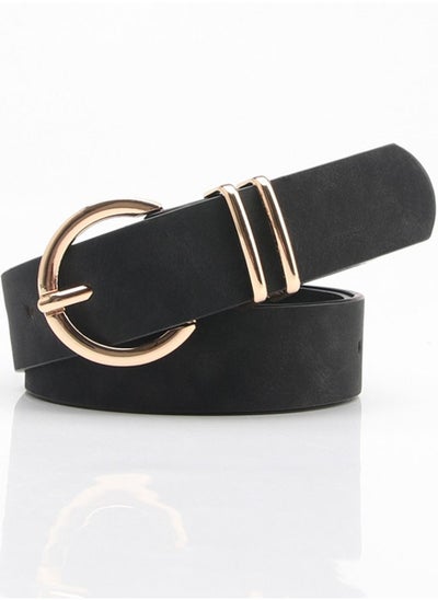 Buy Fashion Boutique Women's Needle Button Casual Versatile Jeans Belt 105cm Black in UAE