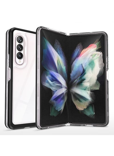 اشتري Case Cover For Samsung Galaxy Z Fold4 Clear Acrylic+PC+TPU Shockproof Phone Case (Black) في الامارات