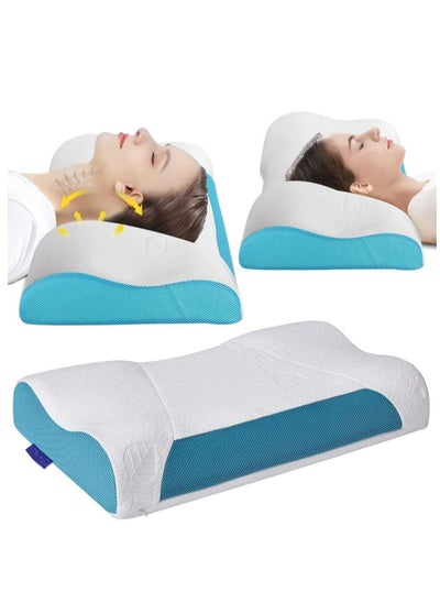 Buy Memory Foam Bed Pillow for Sleeping Size 67 X 12 cm Cervical Pillow for Neck and Shoulder Neck Support Pillow for Shoulder and Neck Pain Relief with Washable Cover in UAE