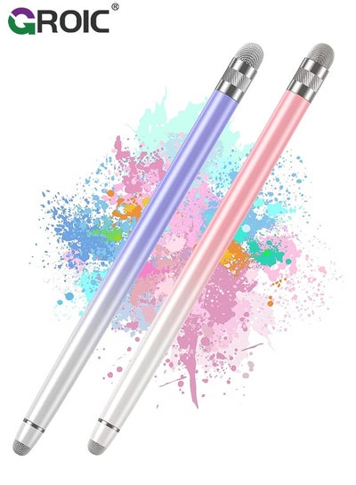 Buy 2PCS Stylus Pens for Touch Screens, Pink/Purple Capacitive Stylus High Precision Pen iPhone/iPad/Tablet Android/Microsoft Surface, Compatible with All Screens in Saudi Arabia