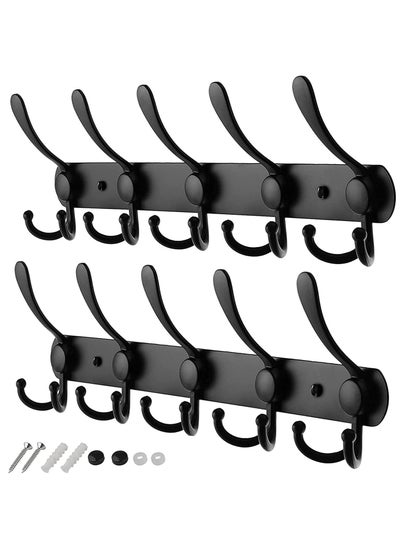 Buy 2 PACK Coat Hooks,Stainless Steel Coat Racks, Heavy Duty Coat Hooks Wall Mounted,Black Wall Hanger Wall Hooks and Clothes Hooks(Black) in Saudi Arabia