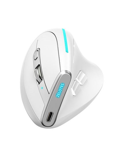 اشتري F-36 Wireless vertical 2.4G Bluetooth mouse full color light 8 key programming five DPI game mouse built-in 730mah lithium battery White في الامارات