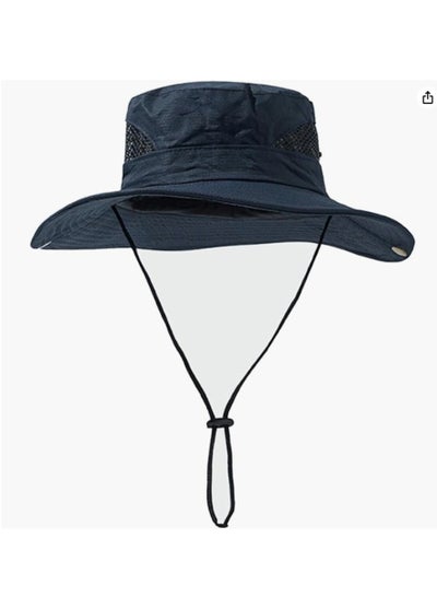 اشتري Men Women Sun Hat Cowboy Hat with Straw Wide Brim Bucket Breathable Boonie Hats for Fishing, Hiking, Garden, Beach في السعودية