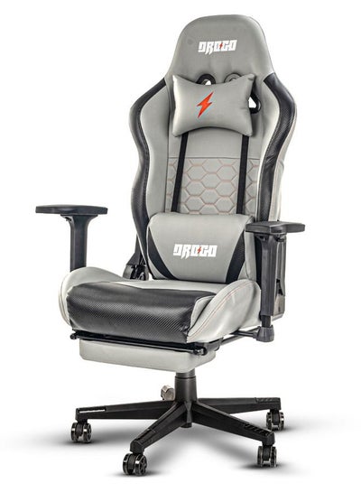 Buy Drogo Multi-Purpose Ergonomic Gaming Chair with 7 Way adjustable Seat 3D Armrest PU Leather Head  Lumbar Support Pillow| Desk Chair Home  Office Chair with Full Reclining Back Footrest Grey in UAE