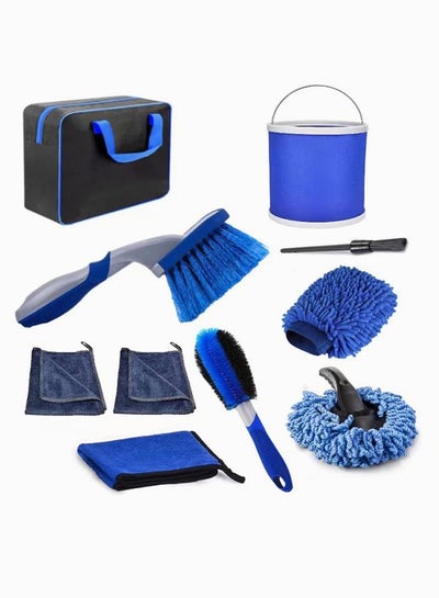 اشتري 10-Pieces Car Wash Kit Car Wash Detailing Cleaning Tools Set Multicolour في السعودية
