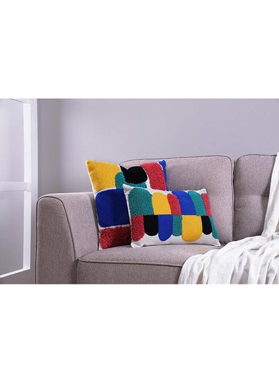 Buy Maxmima Color Punch Embroidered Filled Cushion Green 30x50Cm in UAE