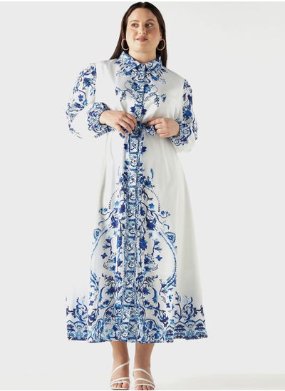 Buy Floral Print Tiered Dress in Saudi Arabia