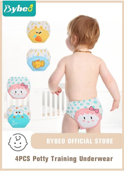 Buy 4 Piece Potty Training Underwear, 6 Layers Breathable Cotton Absorbent Trainer Pants for Toddler Baby Boys Girls Waterproof in Saudi Arabia