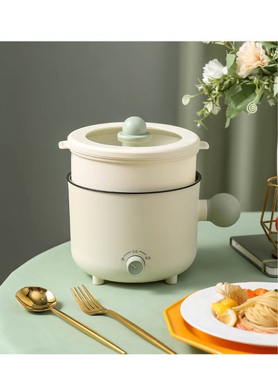 Buy 1.8L Electric Hot Pot with Steamer, Multifunctional Rice Cooker Mini Portable Electric Hot Pot Non-stick Household Cooking Noodles Steamer, Egg, Steak, Steam and Soup in Saudi Arabia