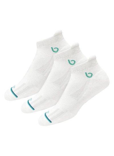 اشتري BAMBOS Unisex Eco Touch Athletic Ankle Bamboo Socks for Men & Women Running, Badminton & Gym, Pack of 3 (Size UK 7-11, White) في الامارات