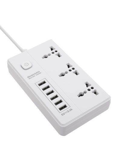 اشتري Tycom Power Strip Surge Protector with USB- Extension Cord Flat Plug with Widely 6 AC Outlet and 4 USB + 2 Type C, Small Desktop Station with 6 ft Power Cord, Compact Socket (Z67 White) في الامارات