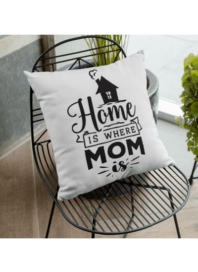 Buy Square pillow with mother print, white, size 40x40 cm in Saudi Arabia