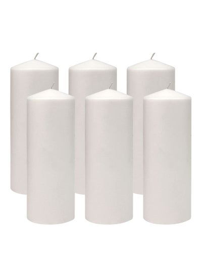 Buy Set of Long Burning Unscented Pillar Candles 3x10 inch White in Saudi Arabia