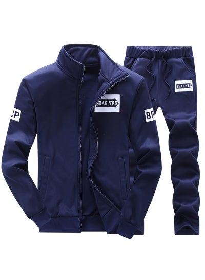 Buy Mens Trendy Hoodie Jacket and Pants Set Blue in Saudi Arabia