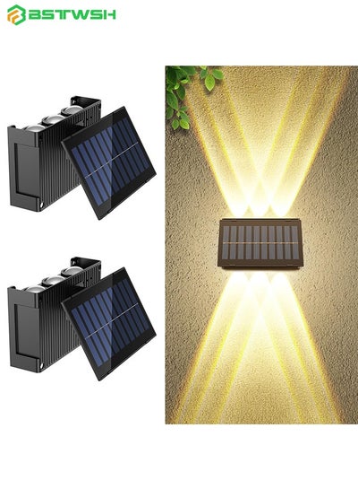 Buy 2 Pack Solar Wall Lights Outdoor,Cordless,Waterproof IP65,Adjustable PV Panel,Up and Down Lamp Bright Wall Sconce Deck Light for Exterior Wall Garage Garden Yard Patio Café Bar Pool(Warm White) in Saudi Arabia