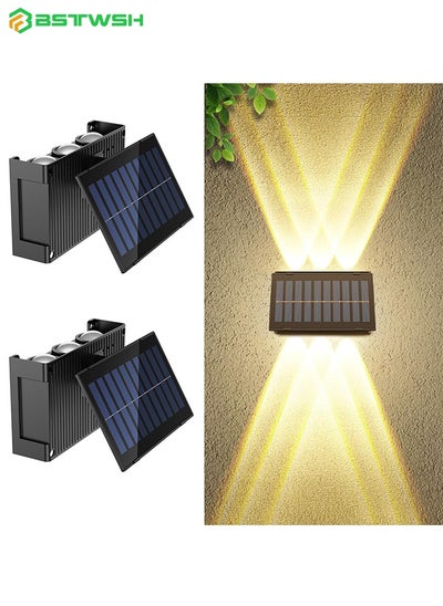 Buy 2 Pack Solar Wall Lights Outdoor,Cordless,Waterproof IP65,Adjustable PV Panel,Up and Down Lamp Bright Wall Sconce Deck Light for Exterior Wall Garage Garden Yard Patio Café Bar Pool(Warm White) in Saudi Arabia