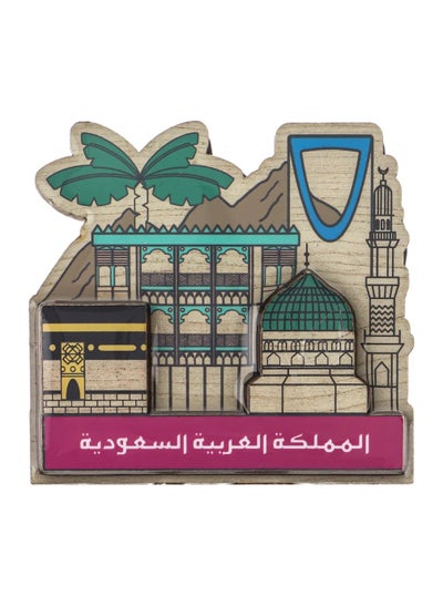 Buy Fridge Magnet by Shababuna X Hnak, decorated with a cultural design with the phrase Saudi Arabia and a print inspired by Saudi landmarks | High Quality and Long Lasting | made in Saudi Arabia - SDAT-3 in Saudi Arabia