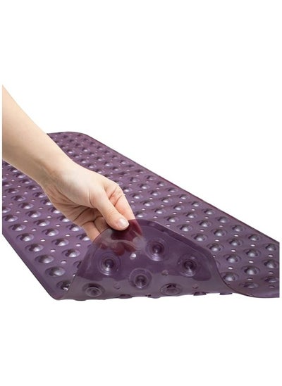 Buy Non-Slip Bath Tub Shower Mat with Suction Cups and Drain Holes 40x16 inch ( Dark Purple ) in UAE