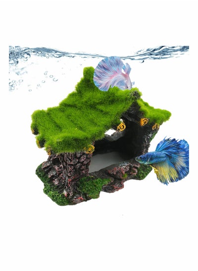 Buy Aquarium Decoration, Artificial Fish Tank Ornaments Resin House Rocks Moss, Fish Tank Accessories Apply to Aquarium Landscaping Plants Home Decoration in Saudi Arabia