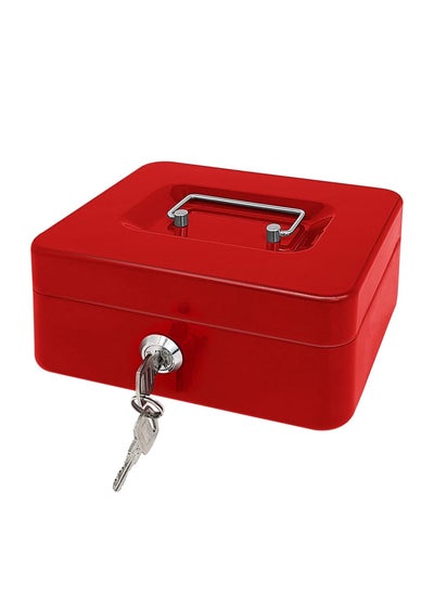 Buy Steel Cash Box with Key Lock Metal Small Money Organizer with Money Tray Cash Storage Box with Lockable Cover in Saudi Arabia