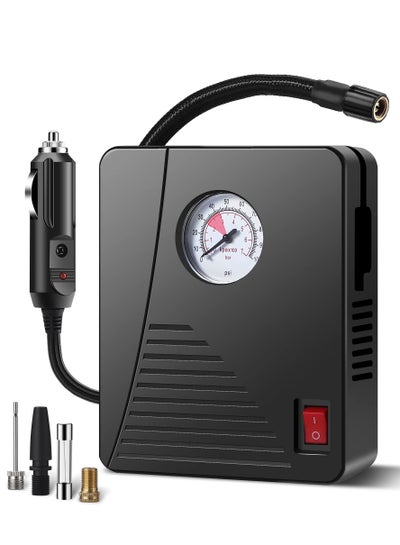 Buy Air Compressor Tire Inflator - Portable DC 12V 100PSI Auto Air Pump - Classic Pressure Gauge and Emergency LED Light - Car Tire, Bicycle, Basketball and Other Inflatables in UAE