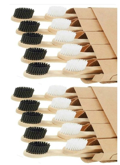 Buy Bamboo Toothbrush, with Travel Case & Charcoal Dental Floss | BPA Free Soft Bristles | Eco-Friendly, Natural Bamboo Toothbrush Set | Biodegradable & Compostable Wooden Toothbrushes 20 Pack in UAE