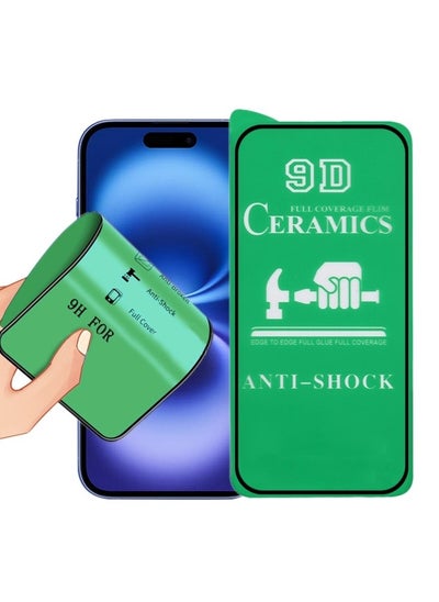 Buy Screen protector compatible with iPhone 16 Plus 5G Screen Protector Anti-Glare Anti-Fingerprint 3D Touch Easy Install, Full Glue Ceramic Film (NOT Glass) Clear/Black in UAE