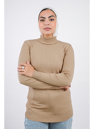 Buy Wide Short Ribbed Pullover | Free Size | Bisque in Egypt