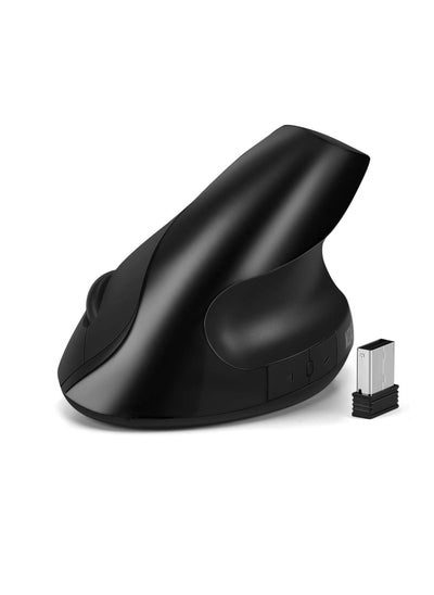 Buy Wireless Vertical Mouse,2.4G Ergonomic Vertical Mouse 6 Buttons with 3 Adjustable DPI, Optical Vertical Ergonomic Laptop Mouse for Mac, PC, Desktop, Black in Saudi Arabia