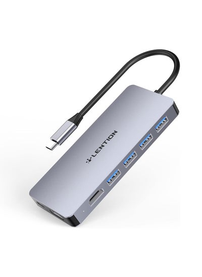 اشتري محول LENTION بمنفذ USB-C مزدوج HDMI، مزود بـ 4 منافذ USB 3.0، ومنفذين HDMI بدقة 4K، ودعم توصيل الطاقة (PD) بقدرة 100 واط عبر منفذ Type-C. متوافق مع الأجهزة المزودة بمنافذ Thunderbolt 3 (الطراز: CB-C45، اللون: رمادي فضائي). في الامارات