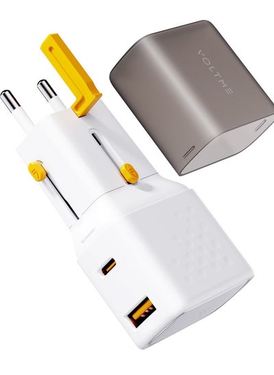 Buy Universal Travel Adapter GaN3 35W with QC4.0 USB-A & PD3.0 Type-C PPS Fast Charging, Worldwide Compatibility (USA/UK/EU/AUS) Perfect for MacBook Air, iPhone 16 Pro Max, 15/14/13/12/11, Samsung Galaxy S24 Plus/S23/S22, Tablets & More- White in UAE