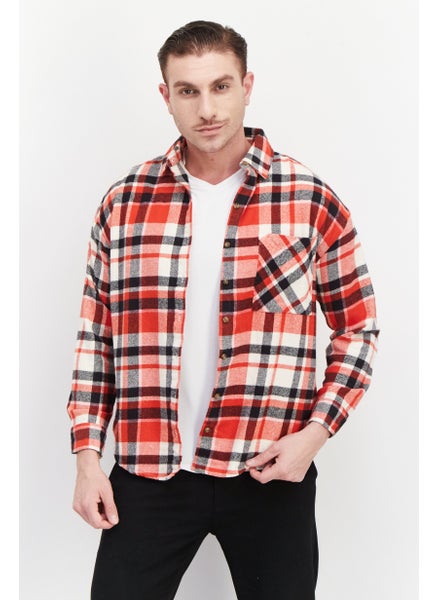 Buy Men Regular Fit Plaid Casual Shirts, Red Combo in UAE