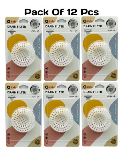 اشتري Pack Of 12 Pcs Multipurpose Kitchen SinkShroom Revolutionary Clog-Free Sink Strainer Drain Filter 60X26MM في الامارات