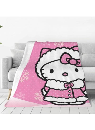 Buy Hello Cat Kitten Fleece Bed Blanket, Anime Kitten Pink Throw Blanket, Lightweight and Super Soft Adult Girl Family Bedroom Sofa Blanket in Saudi Arabia