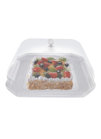 اشتري Cake Serving Tray With Cover - Acrylic Spill Proof Rectangular Countertop Decorative Tray For Appetizer, Cake, Candy, Sweets, Fruit, Bread tray for Home & Office في الامارات