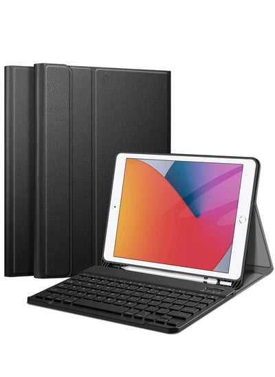 اشتري Detachable Wireless Bluetooth Keyboard Case For IPad 10.2 Inch IPad 8th Generation 2020 7th Gen Air 3 Pro 10.5 Smart Slim Cover With Pencil Holder Black في الامارات