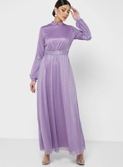 Buy Puff Sleeve Shimmer Dress in Saudi Arabia