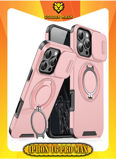 Buy GOLDEN MASK For iPhone 16 Pro Max Sliding Camshield Ring Holder Phone Case (Pink) in Egypt