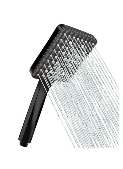 Buy Shower Head Pressurized Heads with 6 Settings Spray Mode Square Power Universal Water Saving Large Black in Saudi Arabia